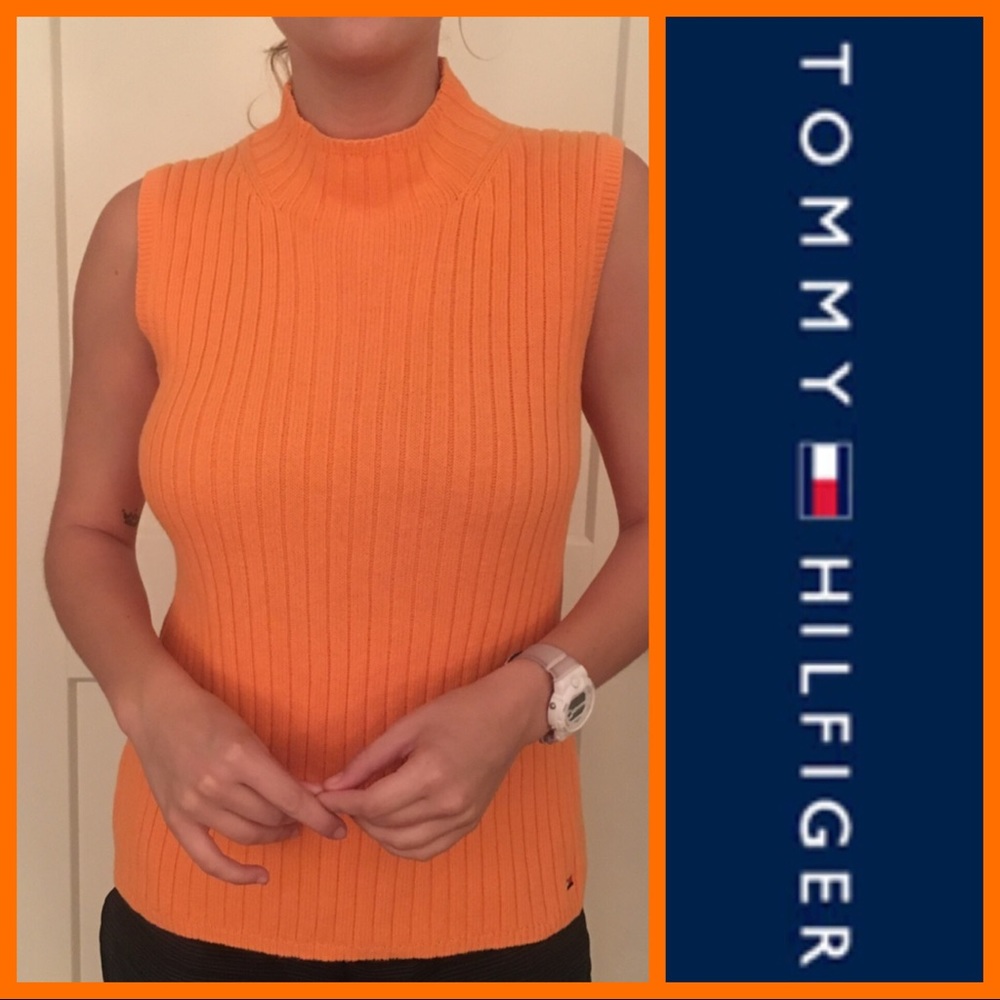 TOMMY HILFIGER MOCK NECK SLEEVELESS SWEATER